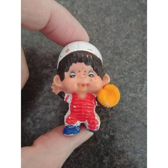 Vintage 1979 Monchhichi Baseball Catcher Shortstop  PVC figure - Picture 1 of 3